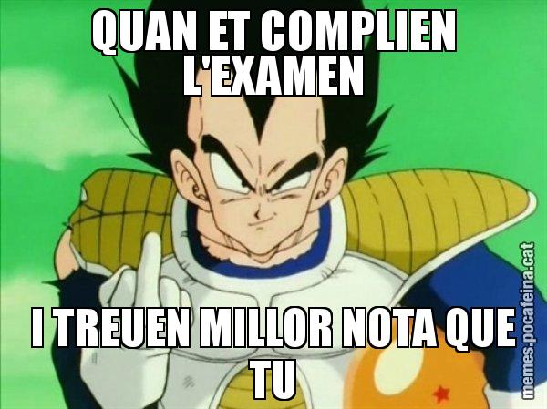 QUAN ET COMPLIEN L'EXAMEN I TREUEN MILLOR NOTA QUE TU - Vegeta