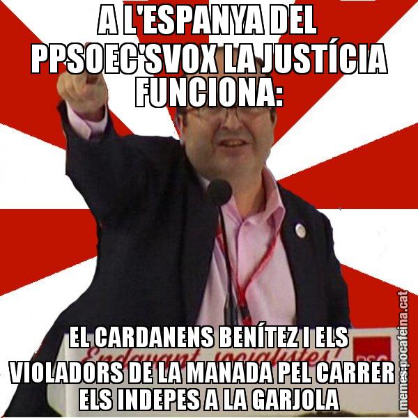 A L'ESPANYA DEL PPSOEC'SVOX LA JUSTÍCIA FUNCIONA: EL CARDANENS BENÍTEZ I ELS VIOLADORS DE LA MANADA PEL CARRER I ELS INDEPES A LA GARJOLA - Miquel Iceta