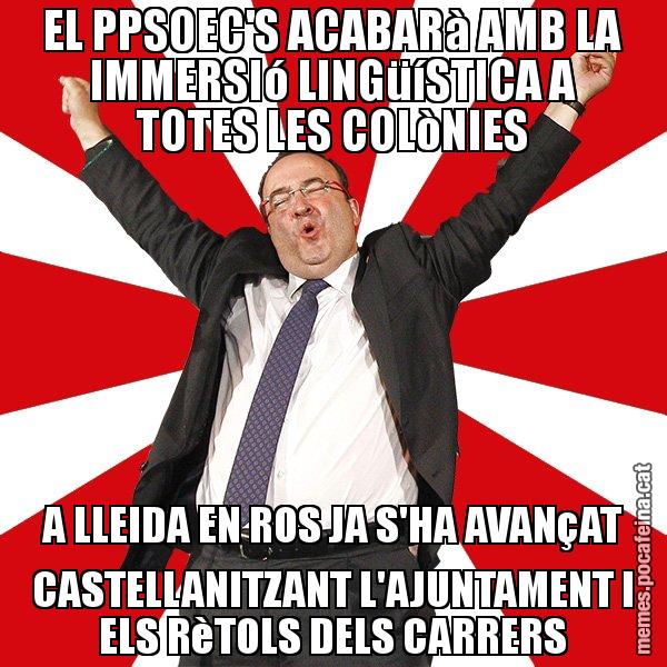 EL PPSOEC'S ACABARà AMB LA IMMERSIó LINGüíSTICA A TOTES LES COLòNIES A LLEIDA EN ROS JA S'HA AVANçAT CASTELLANITZANT L'AJUNTAMENT I ELS RèTOLS DELS CARRERS - Miquel Iceta - 27S
