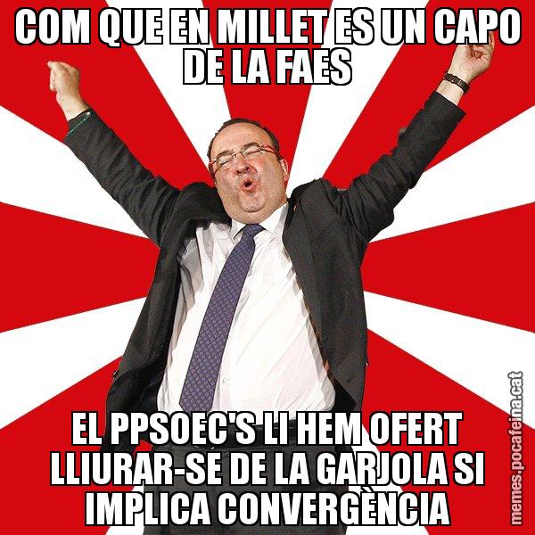 COM QUE EN MILLET ES UN CAPO DE LA FAES EL PPSOEC'S LI HEM OFERT LLIURAR-SE DE LA GARJOLA SI IMPLICA CONVERGÈNCIA - Miquel Iceta - 27S